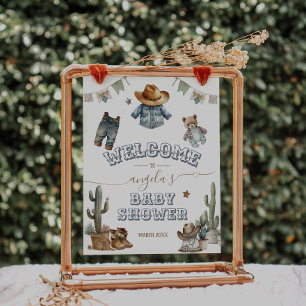 Poster Rustic Boho Wild West Baby shower Boy bienvenue