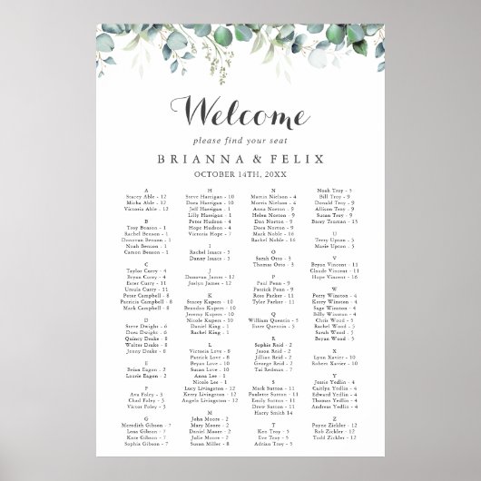 Poster Rustic Botanical Eucalyptus Greenery Wedding (Devant)