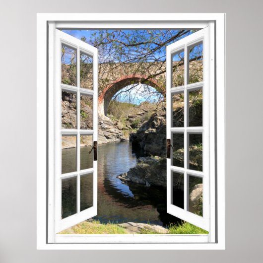 Poster Rustic Bridge-venster Uitzicht (Voorkant)