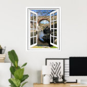 Poster Rustic Bridge-venster Uitzicht (Thuiskantoor)