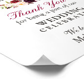 Poster Rustic Burgundy Floral Wedding Favors Thank You (Coin)