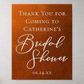 Poster Rustic Burnt Orange Bridal Shower Welcome (Devant)
