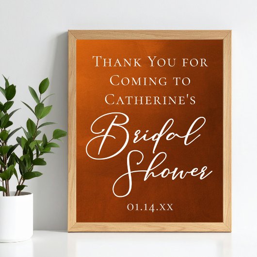 Poster Rustic Burnt Orange Bridal Shower Welcome