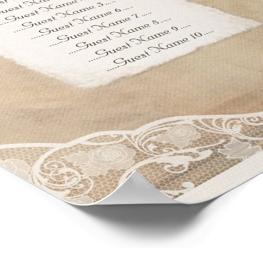 Poster Rustic Canvas, Paper & Lace Look Seating Chart (Coin)