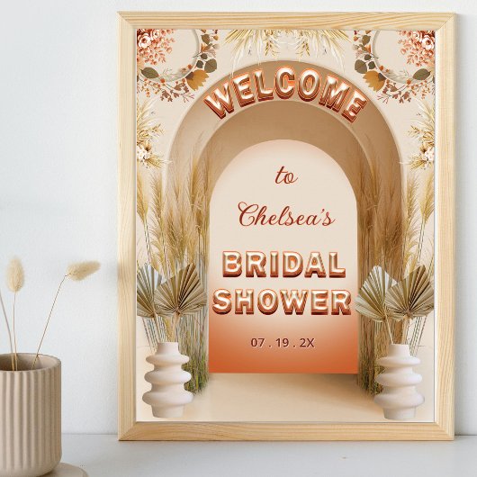 Poster Rustic Chic Boho Pampas Bridal Shower Welcome Sign