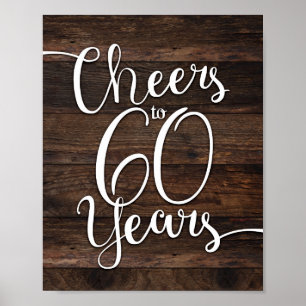 Poster Rustic Chic CHEERS TO 60 YEARS Sign Print
