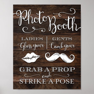 Poster Rustic Chic PHOTO BOOTH GRAB A PROP Sign Print