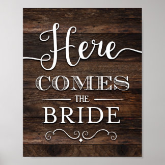 Poster Rustic Chic VIENT ICI LA BRIDE SIGNALER Imprimer