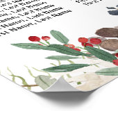 Poster Rustic Chic Winter Floral Wedding Seating Chart (Coin)