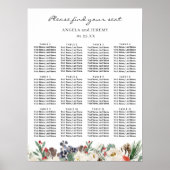 Poster Rustic Chic Winter Floral Wedding Seating Chart (Devant)