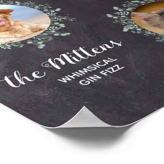 Poster Rustic Chien Signature Boissons Animaux Mariages C (Coin)