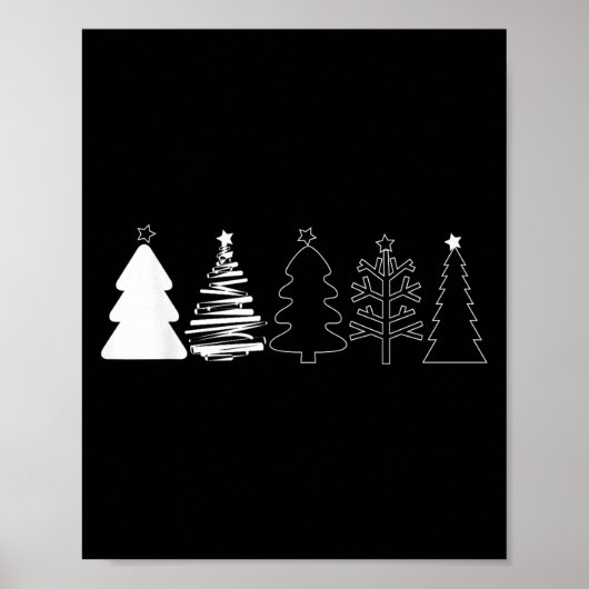 Poster Rustic Christmas Trees Winter Forest Minimalist (Devant)