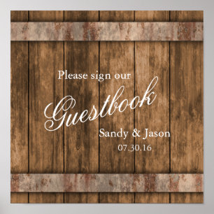 Poster Rustic Country Barn Wood Guestbook