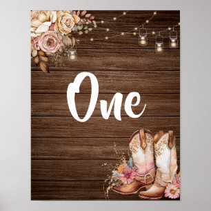 Poster Rustic Country Boots Cowgirl Birthday Numéro de ta