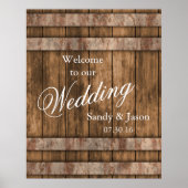 Poster Rustic Country Grange Mariage en bois Bienvenue (Devant)