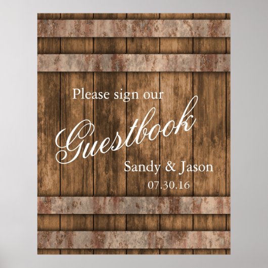Poster Rustic Country Grange Wood Guestbook (Devant)