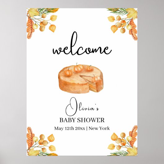 Poster Rustic Cutie Citrouille Pie Fall Baby shower Bienv (Devant)