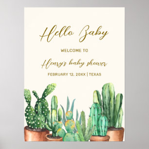 Poster Rustic Desert Cactus Garden Baby shower Bienvenue