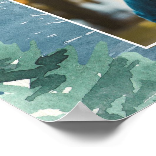 Poster Rustic Dusky Blue Mountains Jour de Mariage (Coin)