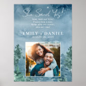 Poster Rustic Dusky Blue Mountains Jour de Mariage (Devant)