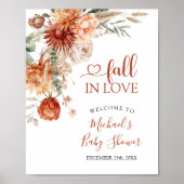 Poster Rustic Fleur sauvage Fall in Love Baby shower Bien (Devant)