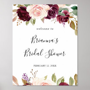 Poster Rustic Floral Botanical Bridal Shower Welcome