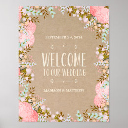 Poster Rustic Flowers | Symbole de réception de mariage