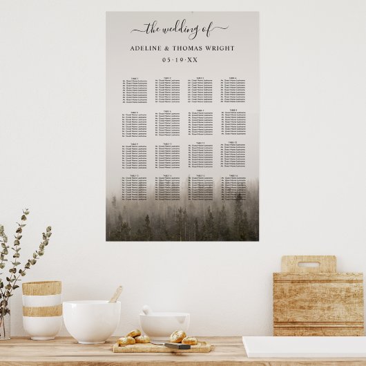 Poster Rustic Forest Misty Paysage Mariage Siège (Cuisine)
