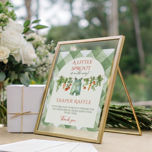 Poster Rustic Gender Neutral Sprout Baby Shower Diaper