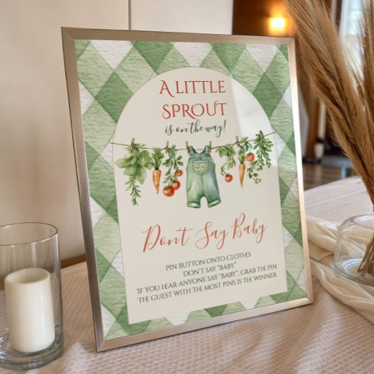 Poster Rustic Gender Neutral Sprout Baby Shower Fun Game