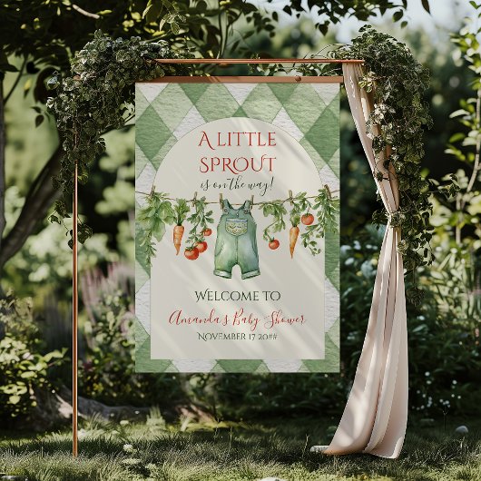 Poster Rustic Gender Neutral Sprout Baby Shower Welcome