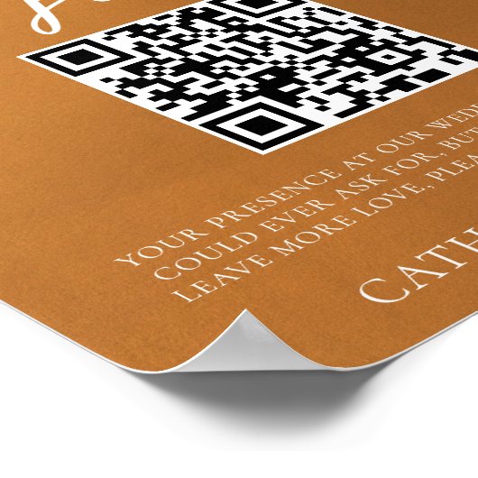 Poster Rustic Gold Mariage Honeymoon Fund Code QR (Coin)