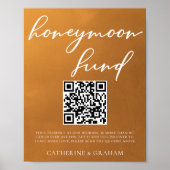 Poster Rustic Gold Mariage Honeymoon Fund Code QR (Devant)
