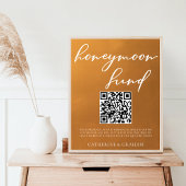 Poster Rustic Gold Mariage Honeymoon Fund Code QR