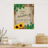 Poster Rustic Grange Mariage de tournesol en bois (Cuisine)