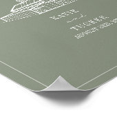 Poster Rustic Grange Sage Green Mariage de automne Bienve (Coin)