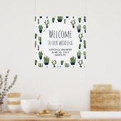Poster Rustic Green Cactus Motif du désert Bienvenue Mari (Cuisine)