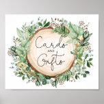 Poster Rustic Greenery Cards Gifts Wedding Bridal Shower<br><div class="desc">Rustic botanical-themed "Cards & Gifts" sign featuring beautiful,  lush watercolor greenery and modern lettering.</div>