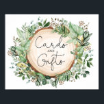 Poster Rustic Greenery Cards Gifts Wedding Bridal Shower<br><div class="desc">Rustic botanical-themed "Cards & Gifts" sign featuring beautiful,  lush watercolor greenery and modern lettering.</div>
