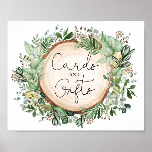 Poster Rustic Greenery Cards Gifts Wedding Bridal Shower (Devant)