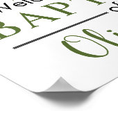 Poster Rustic Greenery Cross Boy Baptism Bienvenue (Coin)