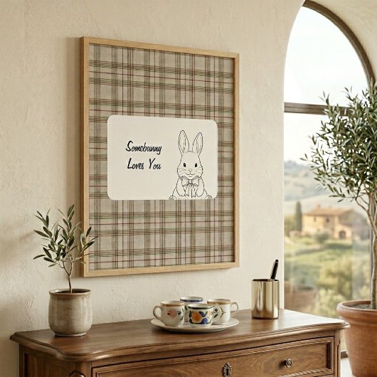 Poster Rustic Grey Gingham Wall Art - Western Style Decor