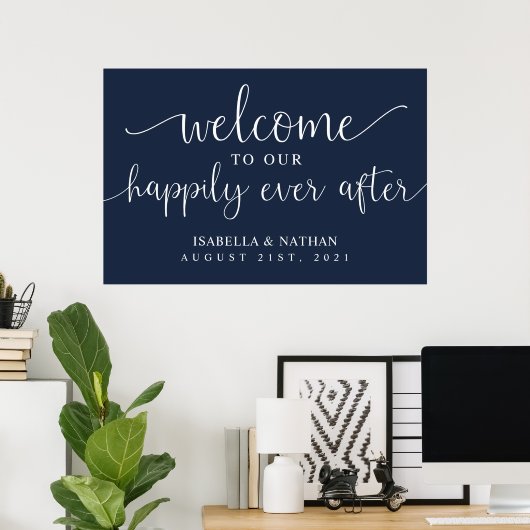 Poster Rustic Happily Ever After Wedding Welcome Sign (Bureau à domicile)