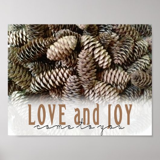 Poster Rustic Holiday Love and Joy Pine Cone (Devant)