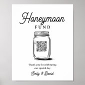 Poster Rustic Honeymoon Fund Jar QR Code Wedding Sign (Devant)