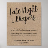 Poster Rustic Kraft Late Night Diaper Activité Douche (Devant)