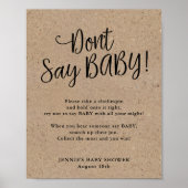 Poster Rustic Kraft Script Ne pas dire Baby Game (Devant)