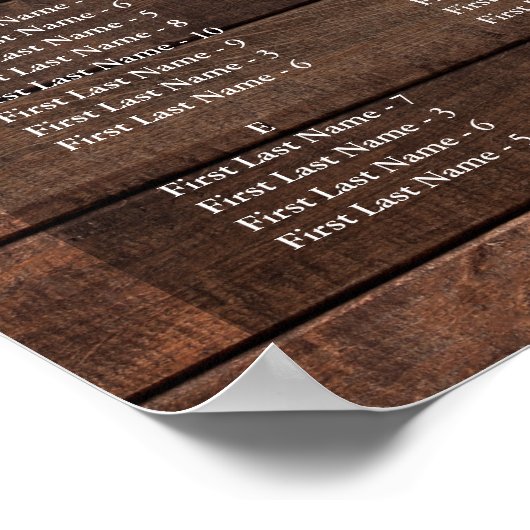 Poster Rustic Lights Alphabetical Wedding Seating Chart (Coin)
