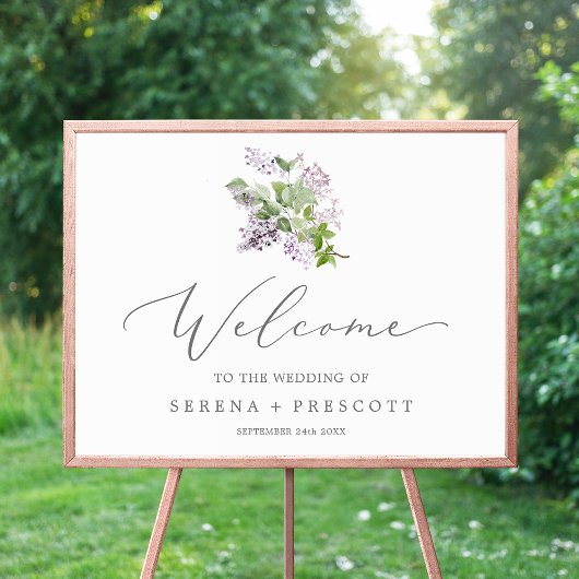 Poster Rustic Lilac Mariage Bienvenue