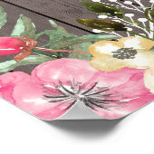 Poster Rustic Look Home Sweet Home Floral Bois (Coin)